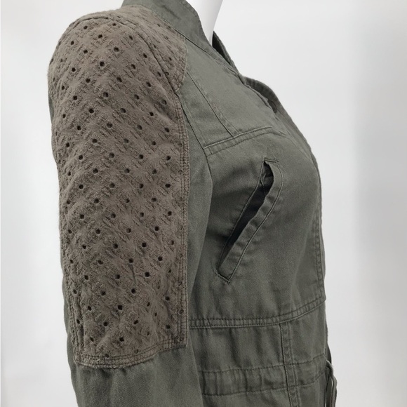 Eyelet Lace Accent Comfy Utility Jacket - Picture 9 of 16